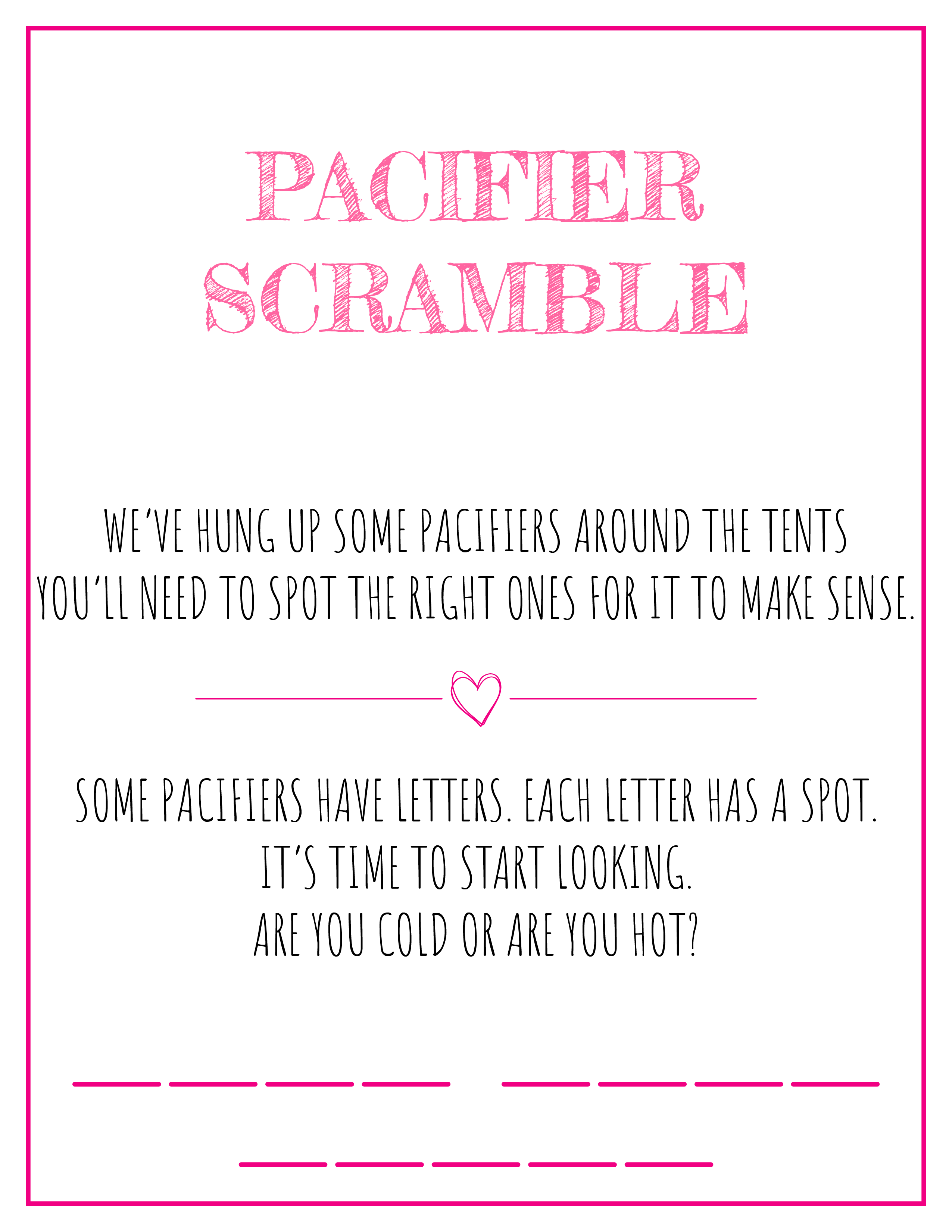Baby Shower Pacifier Scramble Graphic